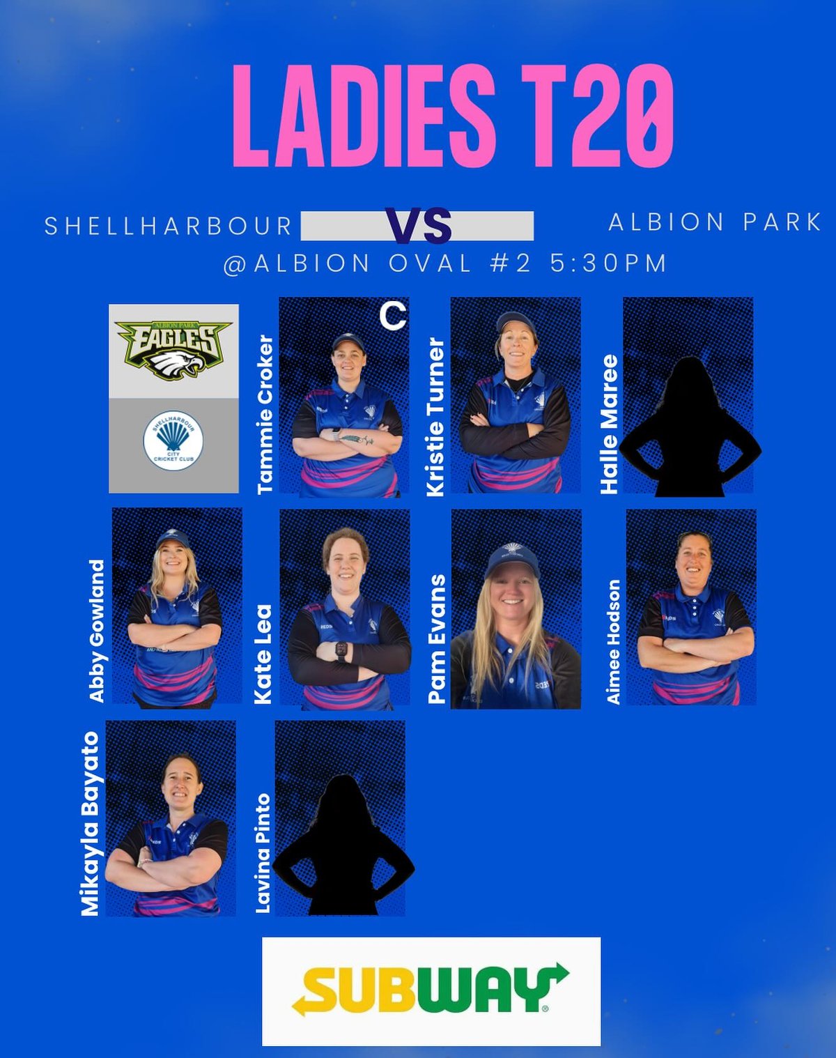 Our team for Round 4  of the Ladies T20  Comp f...